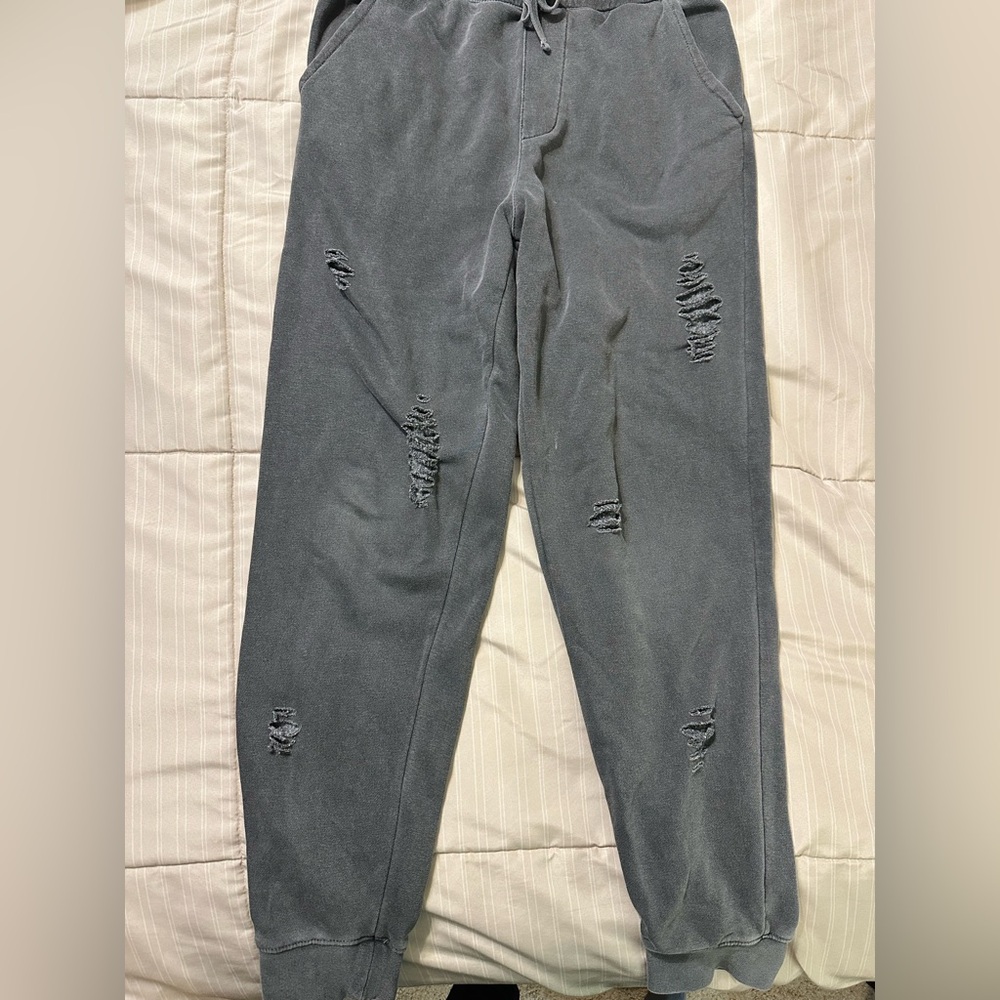 Gray Distressed Jogger Pants